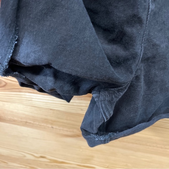 Arizona Jeans Denim Shortalls XXL Black Wash Overall Shorts Stretch Distress B57 - Picture 8 of 12